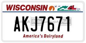 AKJ7671 license plate in Wisconsin