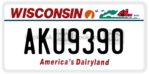 AKU9390  license plate in WI