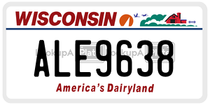ALE9638 license plate in Wisconsin