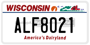 ALF8021  license plate in WI
