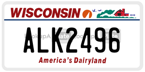 ALK2496 license plate in Wisconsin