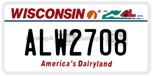 ALW2708 license plate in Wisconsin