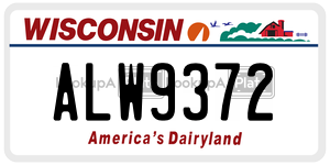 ALW9372  license plate in WI