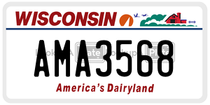 AMA3568 license plate in Wisconsin