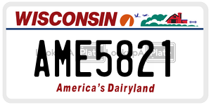 AME5821  license plate in WI