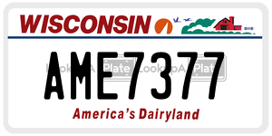 AME7377 license plate in Wisconsin
