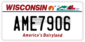 AME7906 license plate in Wisconsin