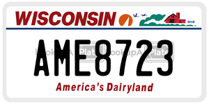 AME8723  license plate in WI