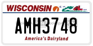 AMH3748 license plate in Wisconsin