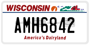 AMH6842 license plate in Wisconsin