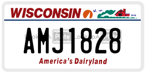 AMJ1828  license plate in WI
