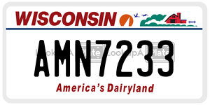 AMN7233  license plate in WI