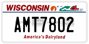 AMT7802 license plate in Wisconsin