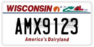 AMX9123 license plate in Wisconsin