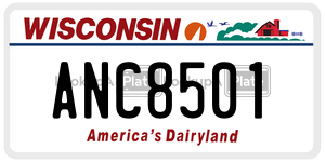 ANC8501  license plate in WI