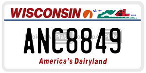ANC8849 license plate in Wisconsin