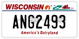 ANG2493  license plate in WI