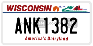ANK1382  license plate in WI