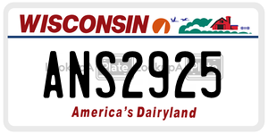 ANS2925  license plate in WI
