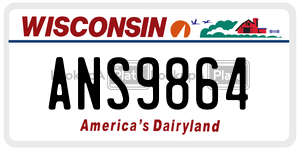 ANS9864  license plate in WI