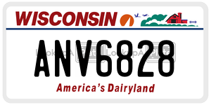 ANV6828  license plate in WI
