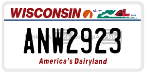 ANW2923  license plate in WI