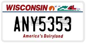 ANY5353 license plate in Wisconsin