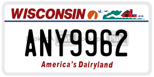 ANY9962 license plate in Wisconsin