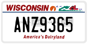 ANZ9365  license plate in WI