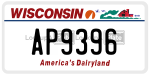 AP9396  license plate in WI