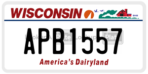 APB1557 license plate in Wisconsin