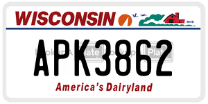 APK3862  license plate in WI