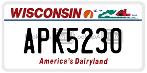 APK5230  license plate in WI