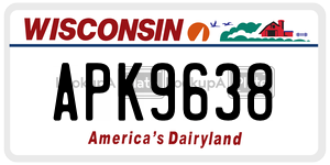 APK9638  license plate in WI