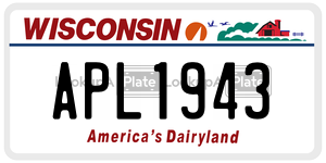 APL1943  license plate in WI