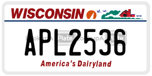 APL2536 license plate in Wisconsin