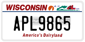 APL9865 license plate in Wisconsin