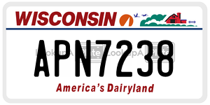APN7238 license plate in Wisconsin