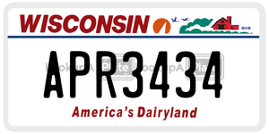 APR3434  license plate in WI