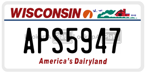 APS5947  license plate in WI