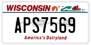APS7569 license plate in Wisconsin