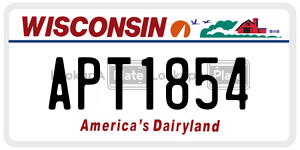 APT1854  license plate in WI