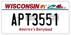 APT3551  license plate in WI
