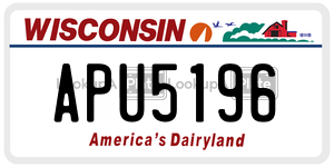 APU5196  license plate in WI