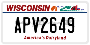 APV2649 license plate in Wisconsin