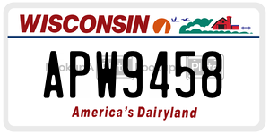 APW9458  license plate in WI