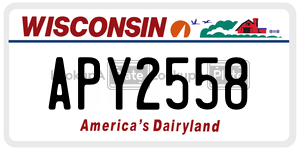 APY2558  license plate in WI