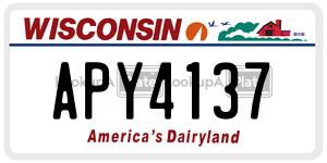 APY4137  license plate in WI