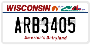 ARB3405 license plate in Wisconsin