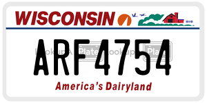 ARF4754 license plate in Wisconsin